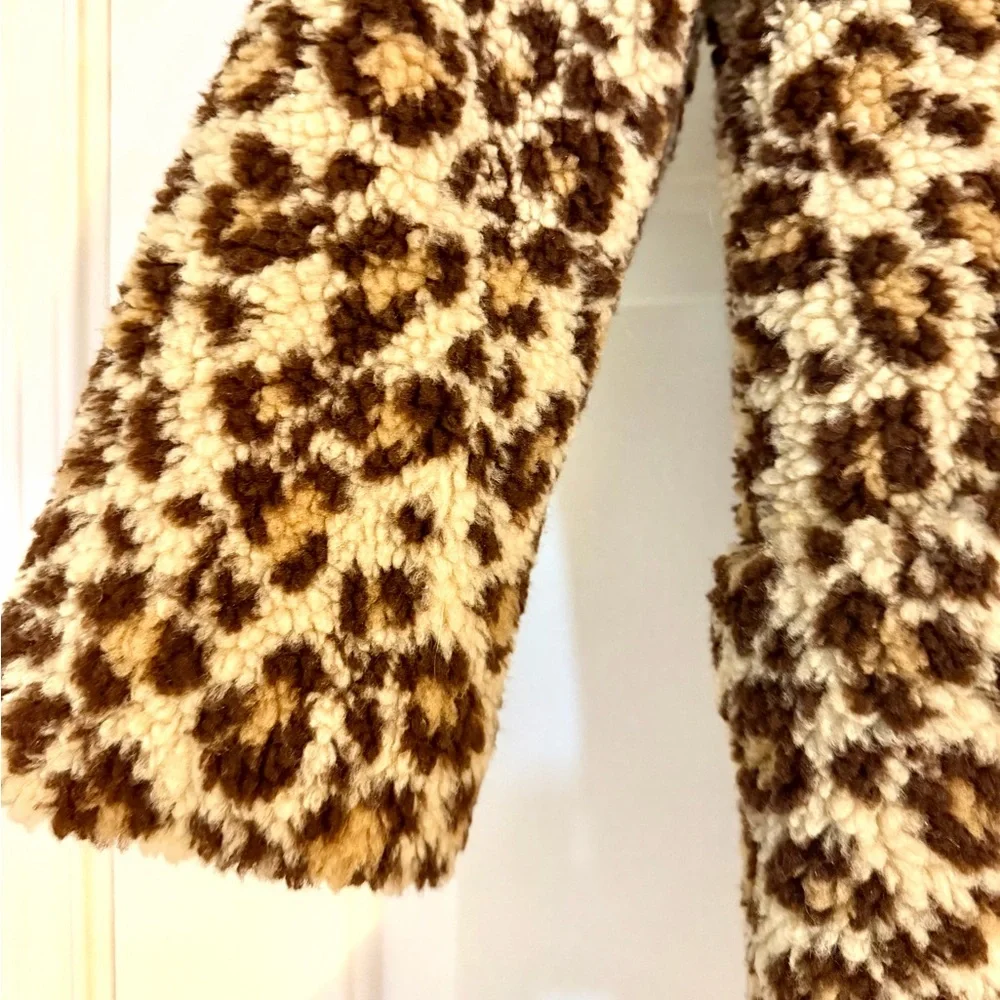 Mini Boden Wool-hooded Duffle Cheetah Print Pea Coat